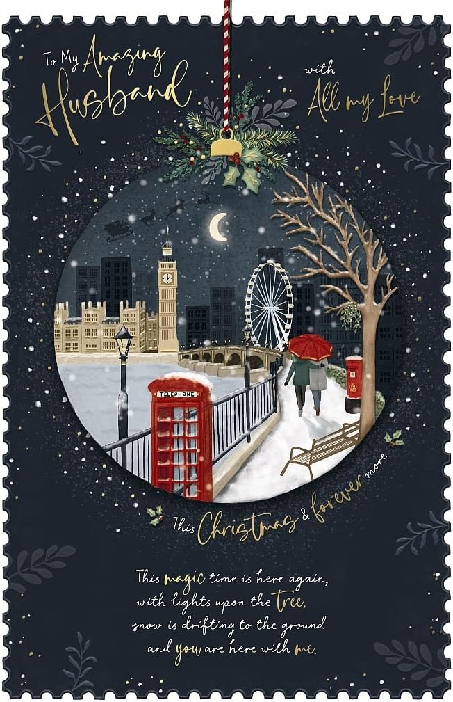 London Eye In Snow Husband Christmas Card