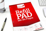 A4 160 Pages 8mm Feint with Margin Refill Pad (210x297mm)