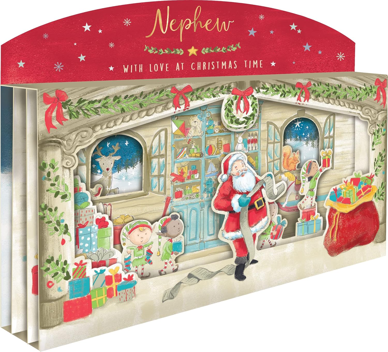 Amazing Nephew Spectacular 3D Santa Scene Freestanding Christmas Card {DC}