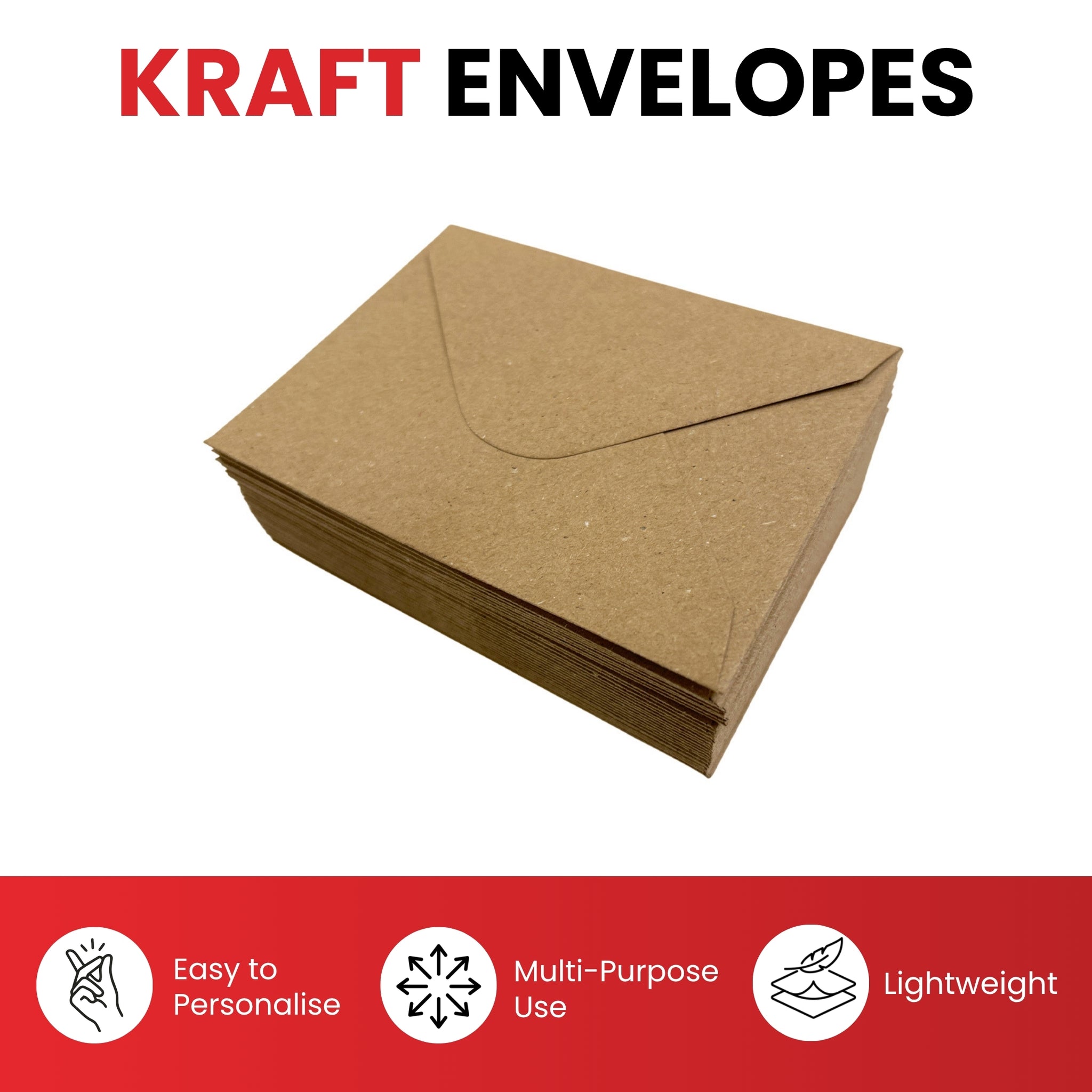 Pack of 50 Eco Kraft Recycled 110gsm 130x130mm Gummed Envelopes