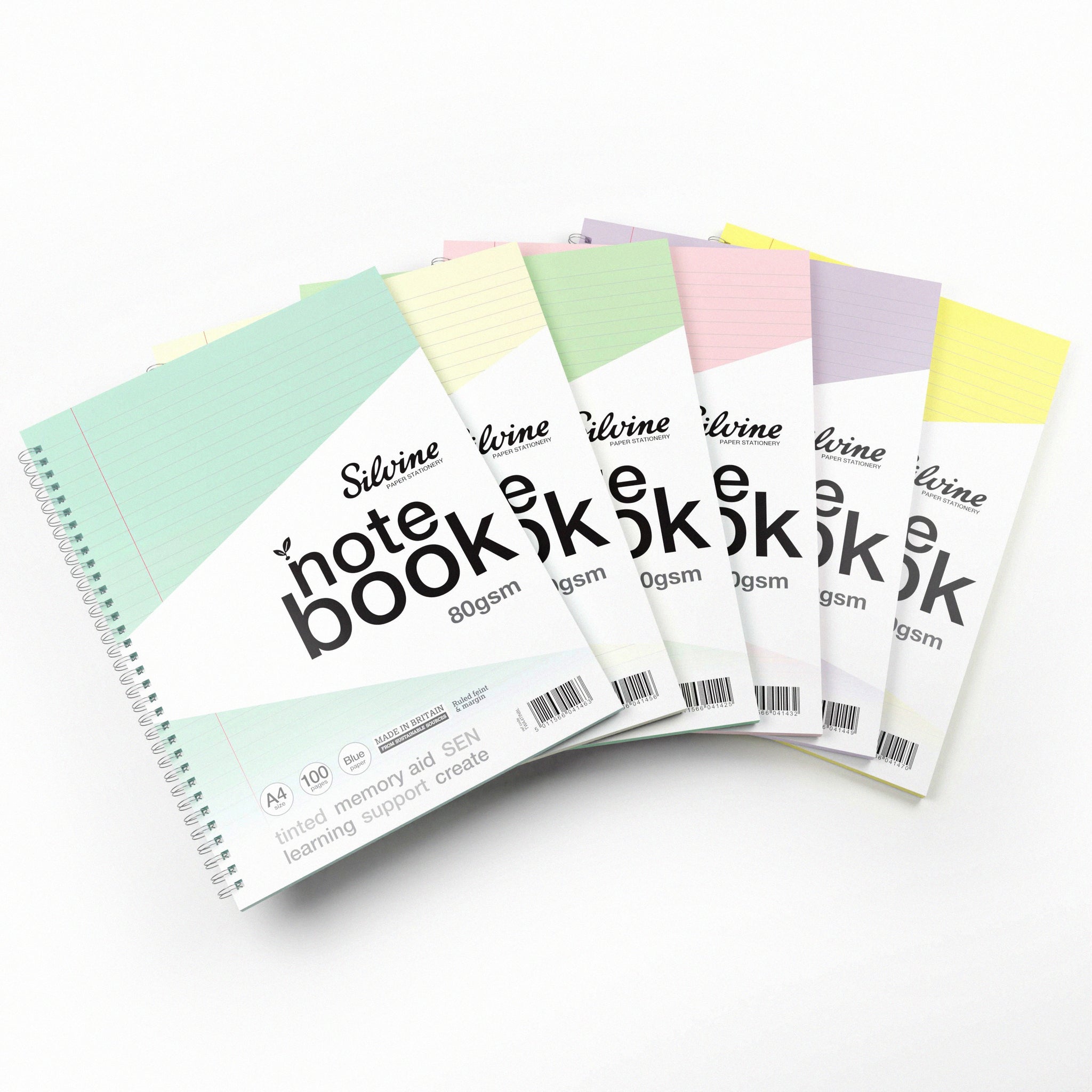 A4+ 100 Pages Twin Wire SEN Cream Paper Dyslexia Notebook - Lined with Margin