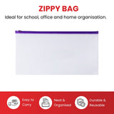 Pack of 12 DL Clear Zippy Bags with Blue Zip