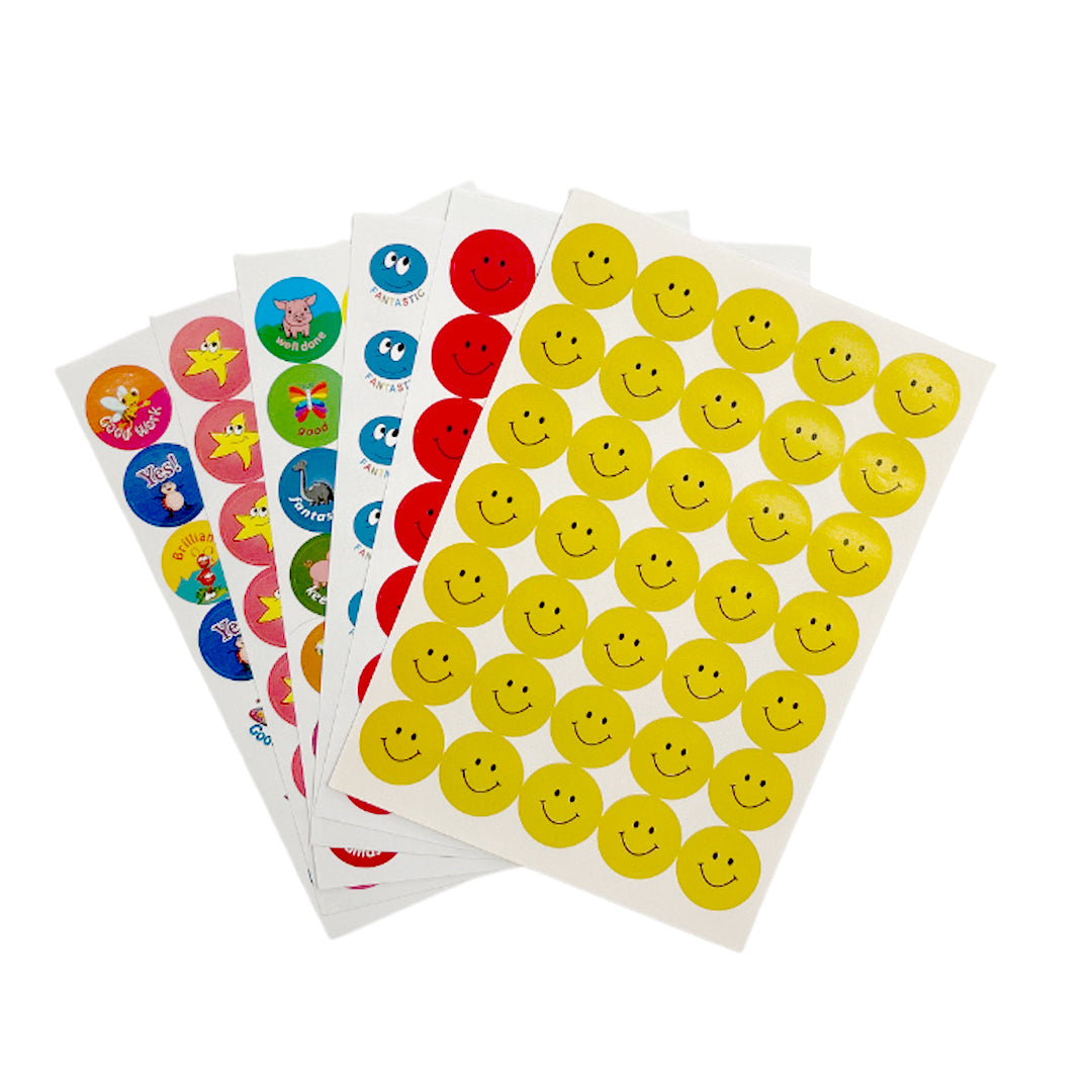 Pack of 420 Motivational Assorted Merit Award Face 24mm Self-Adhesive Labels