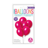Pack of 8 Fuchsia Pink Pearl Premium 12" Latex Balloons