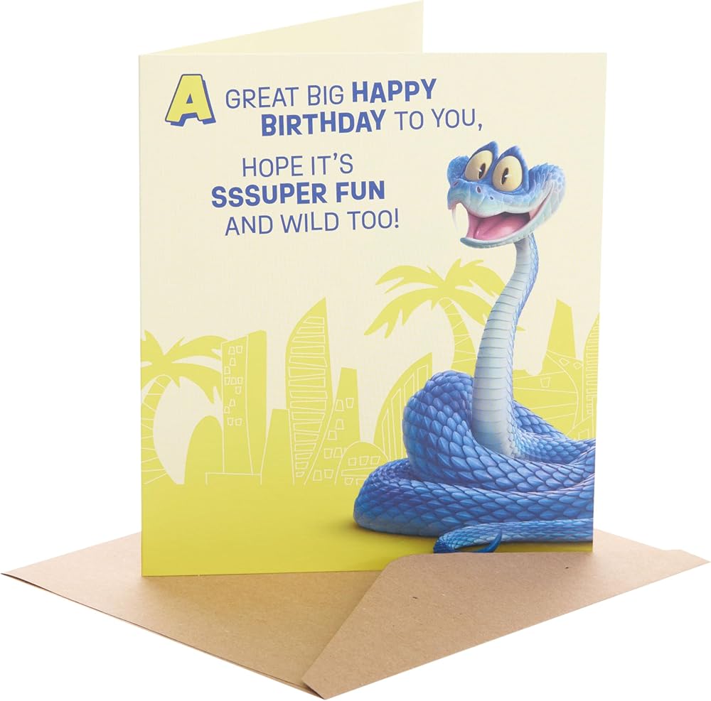 Disney Zootropolis 2 Gary De'Snake in Front of Silhouetted City Background Birthday Card