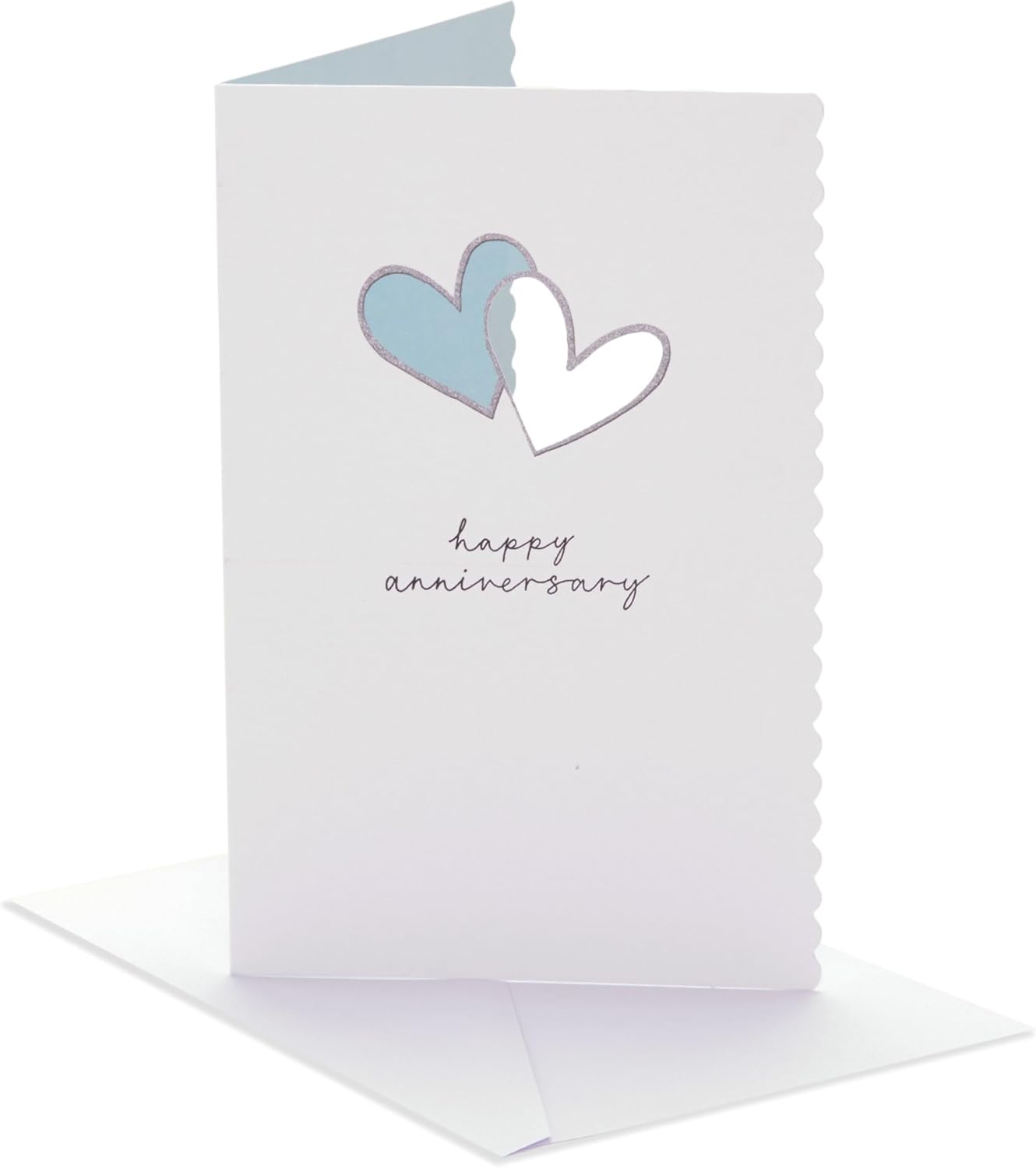 Dual Blue Hearts Die Cut Design Anniversary Card