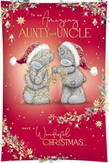 Bears Wrapping Up in Fairy Lights Amazing Aunty and Uncle Christmas Card