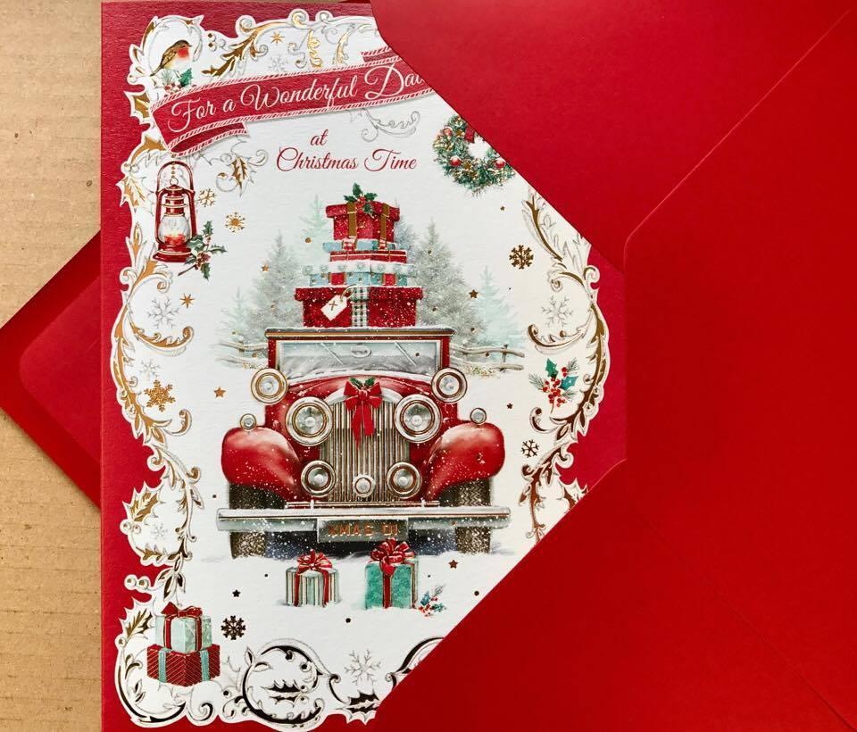 DAD AT CHRISTMAS - Nice Verse Gold Foil Quality New Xmas Greeting Card 