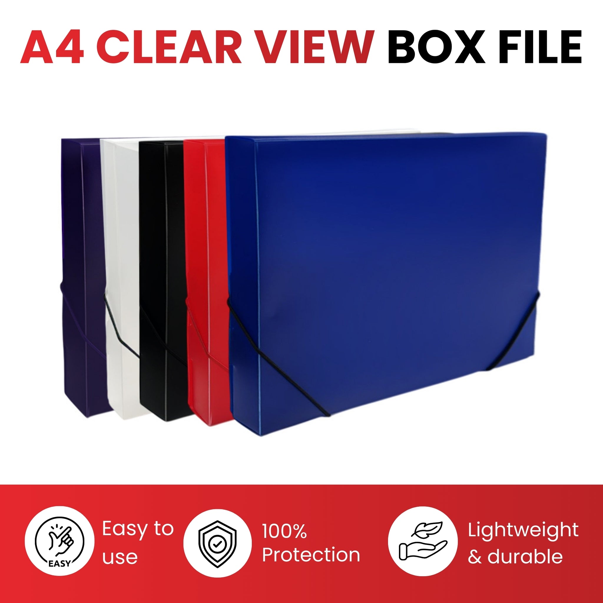 A4 Clear Box File with Elastic Closure