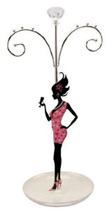 Lady Silhouette with Cocktail Design Metal Jewellery Display Holder