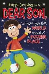 Dear Son without you the world 3D Birthday card 
