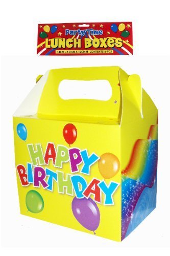 Pack of 6 Happy Birthday Lunch Meal Boxes Party Bags {DC}