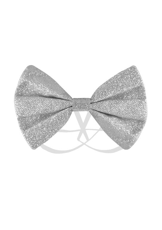 Bow Tie Glitter 12 x 7cm Silver {DC}