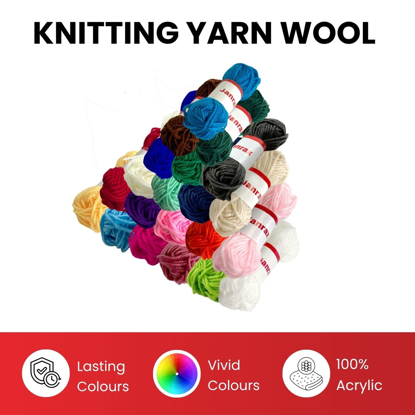 Pack of 5 Dark Blue Acrylic Yarn Rolls – 10g each, 4 Strand 8 Ply Knitting Wool
