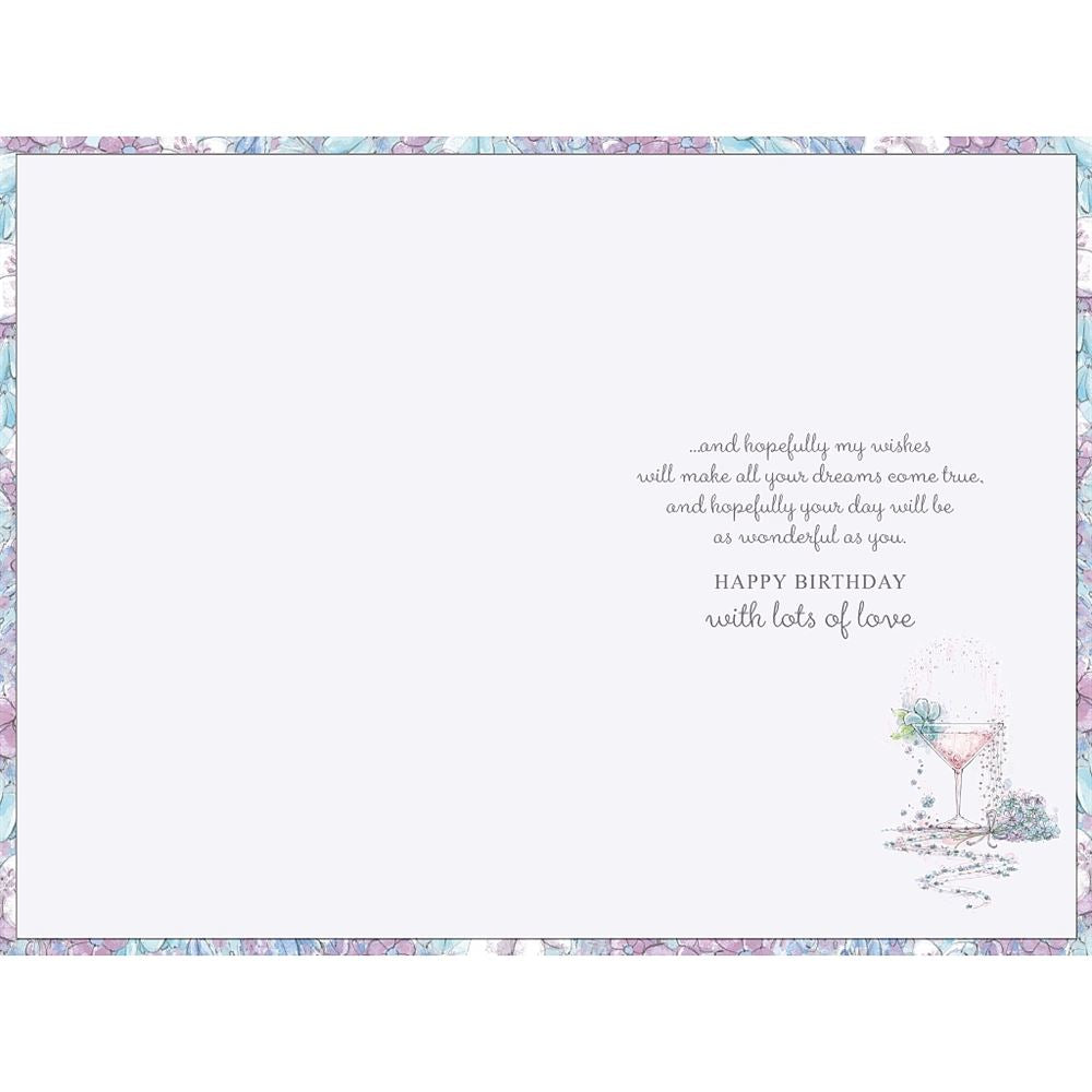 Sister Birthday Card Cocktail and Floral Design 