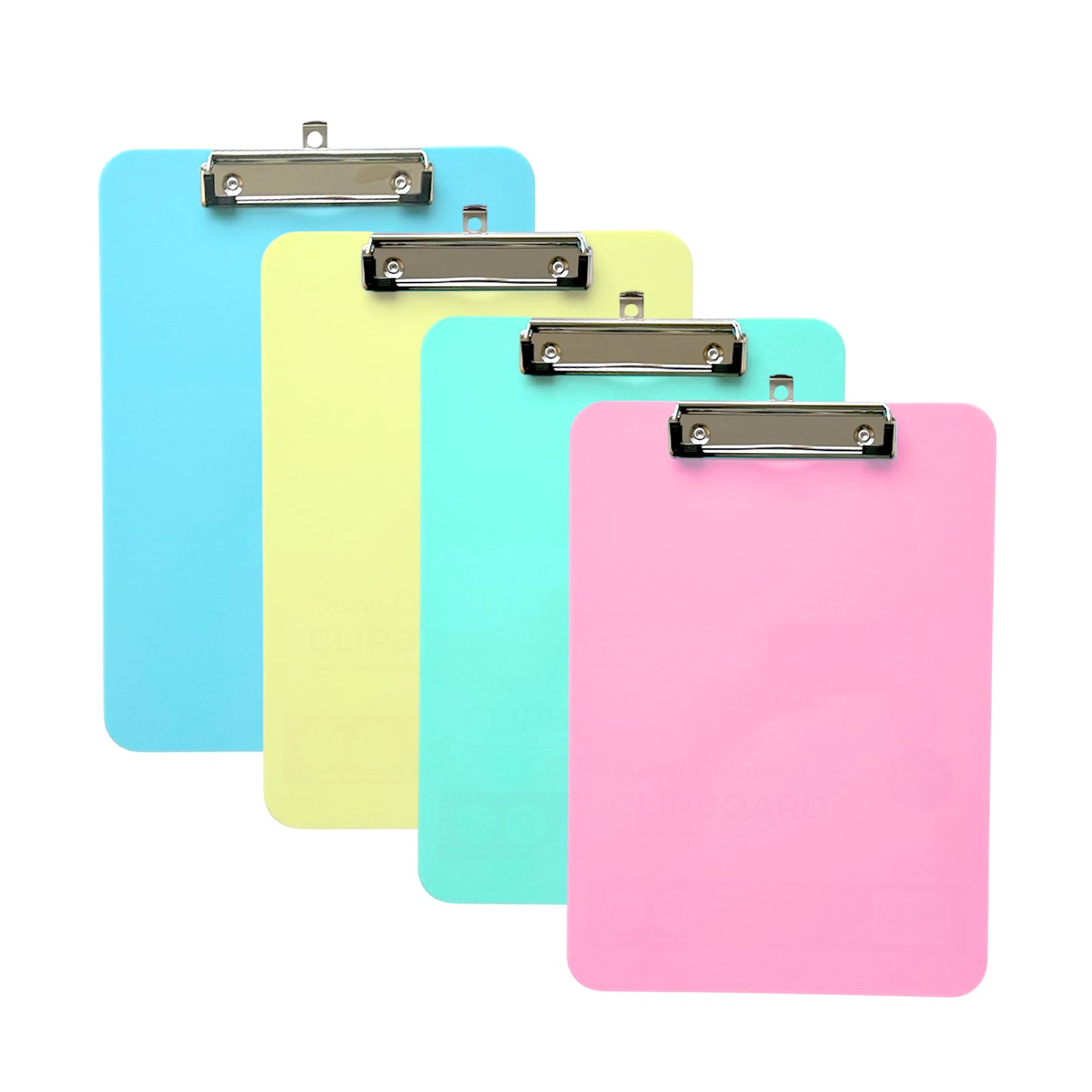 A4 Pastel Blue Plastic Clipboard with Metal Clip and Round Corner
