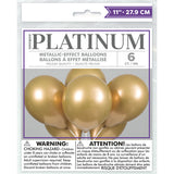 Pack of 6 Gold Platinum 11" Latex Balloons