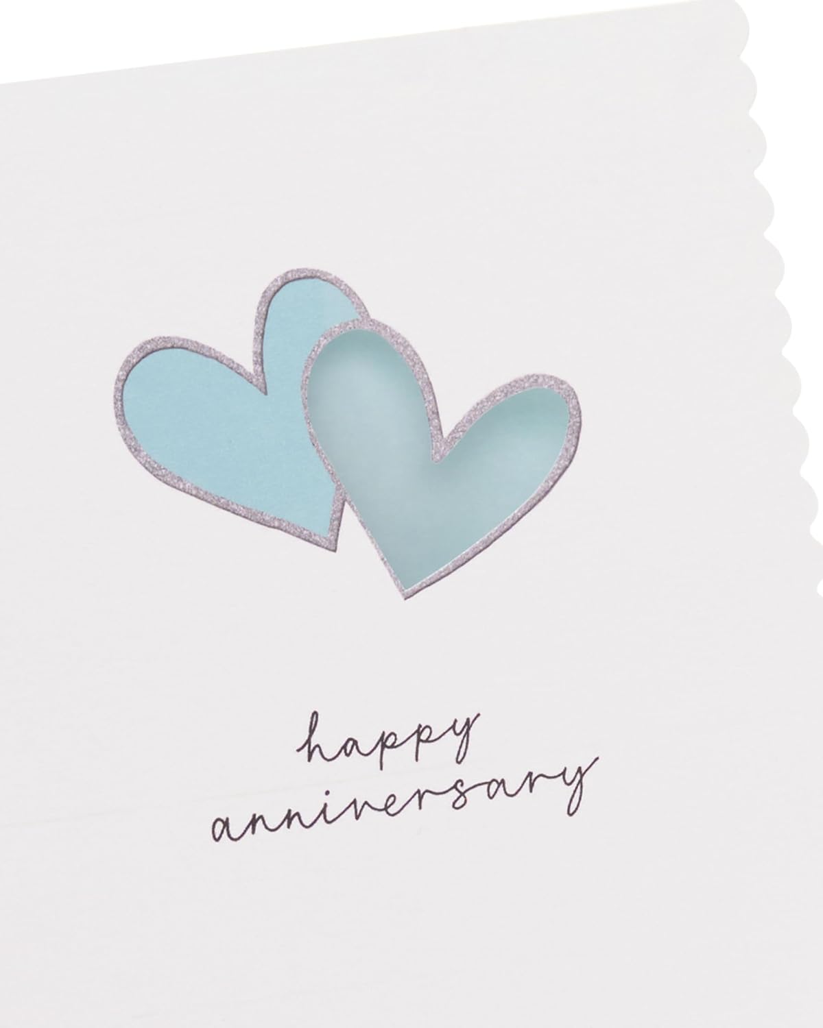 Dual Blue Hearts Die Cut Design Anniversary Card