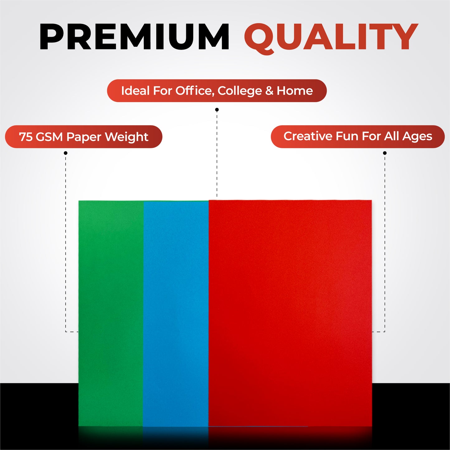 Pack of 100 A4 White Coloured Paper 75gsm Sheets