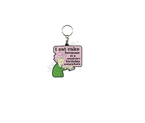 Aunty Acid Rubber Keyring I Eat Cake Christmas All Occasion Humour {DNL EBAY}