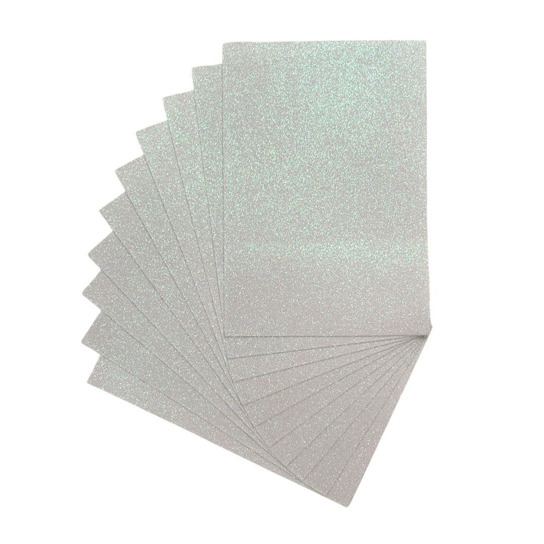 Pack of 10 A4 White Glitter EVA Foam Sheets