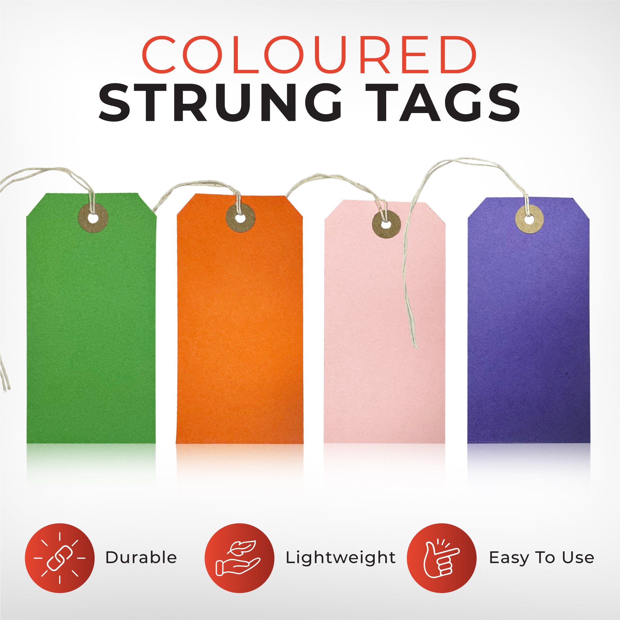 Pack of 50 Black Strung Tags 120mm x 60mm