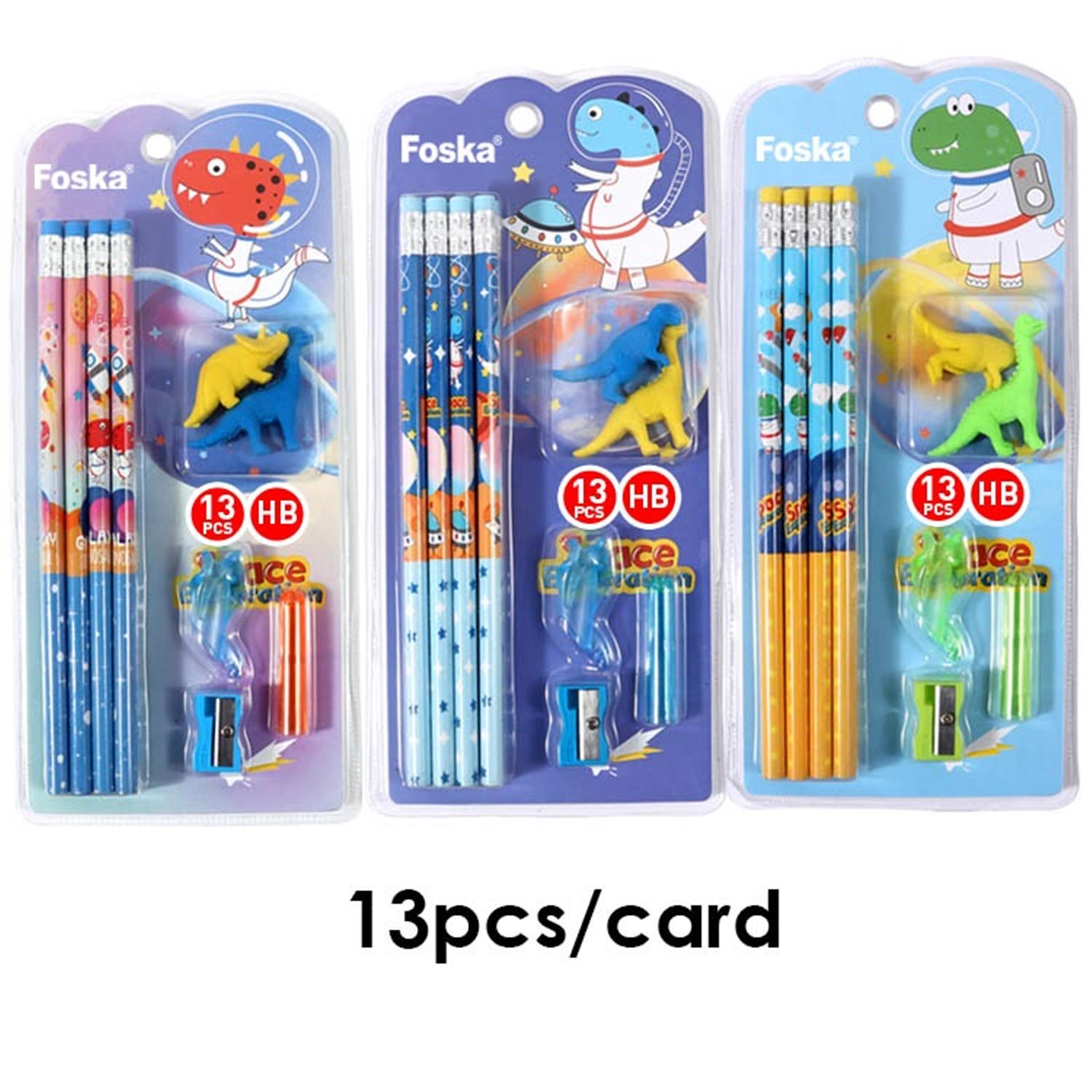 Dinosaur Themed Stationery Pencil Set With Eraser Sharpener