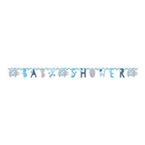 Blue Floral Baby Shower Elephant Jointed Banner