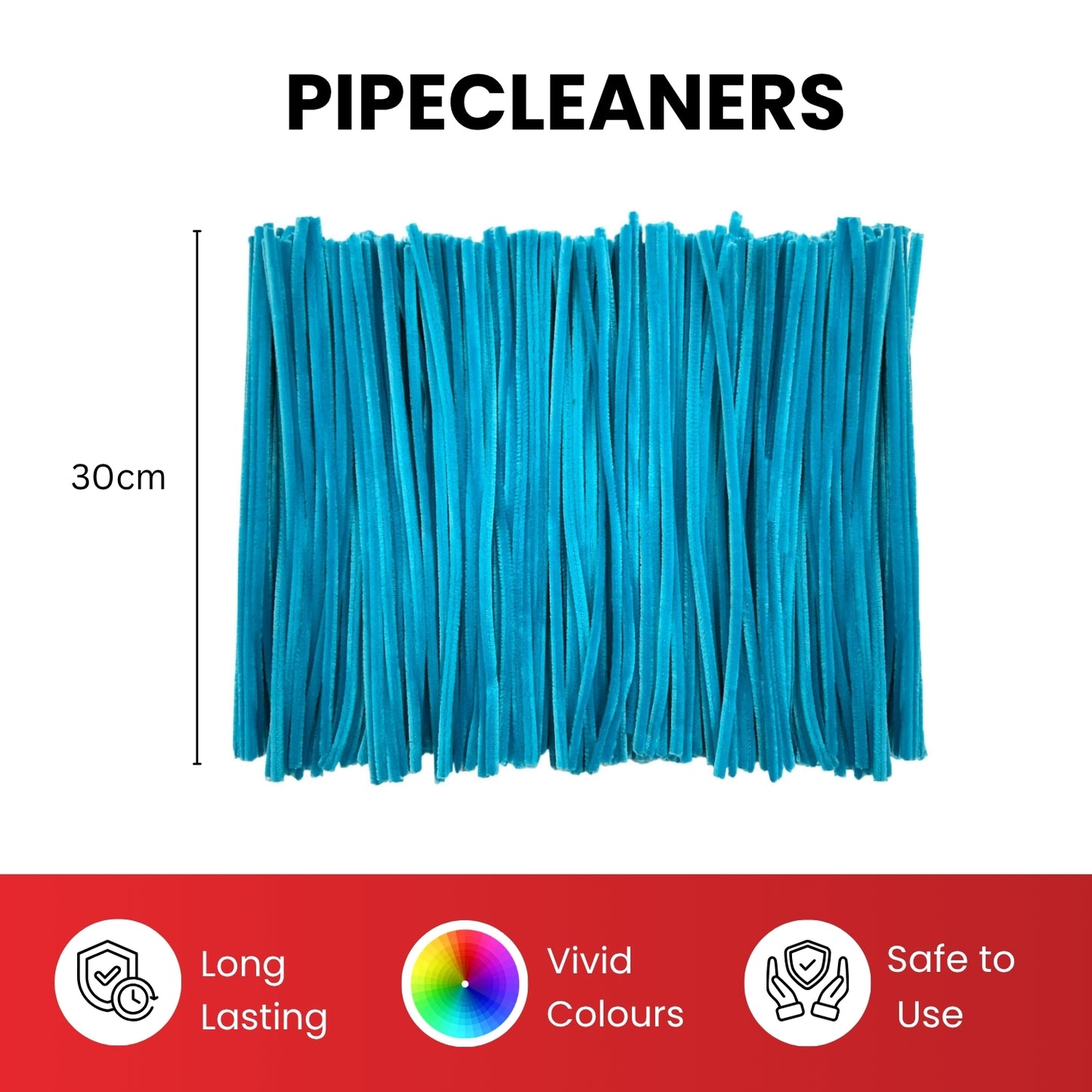 Pack of 50 Pink Coloured Pipe Cleaners 30cm x 6mm Craft Chenille Stems