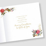 Gold Foiled Festive Heart Wreath Mum & Dad Christmas Card