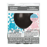 Black Giant Gender Reveal Latex Balloon with Confetti, 24"