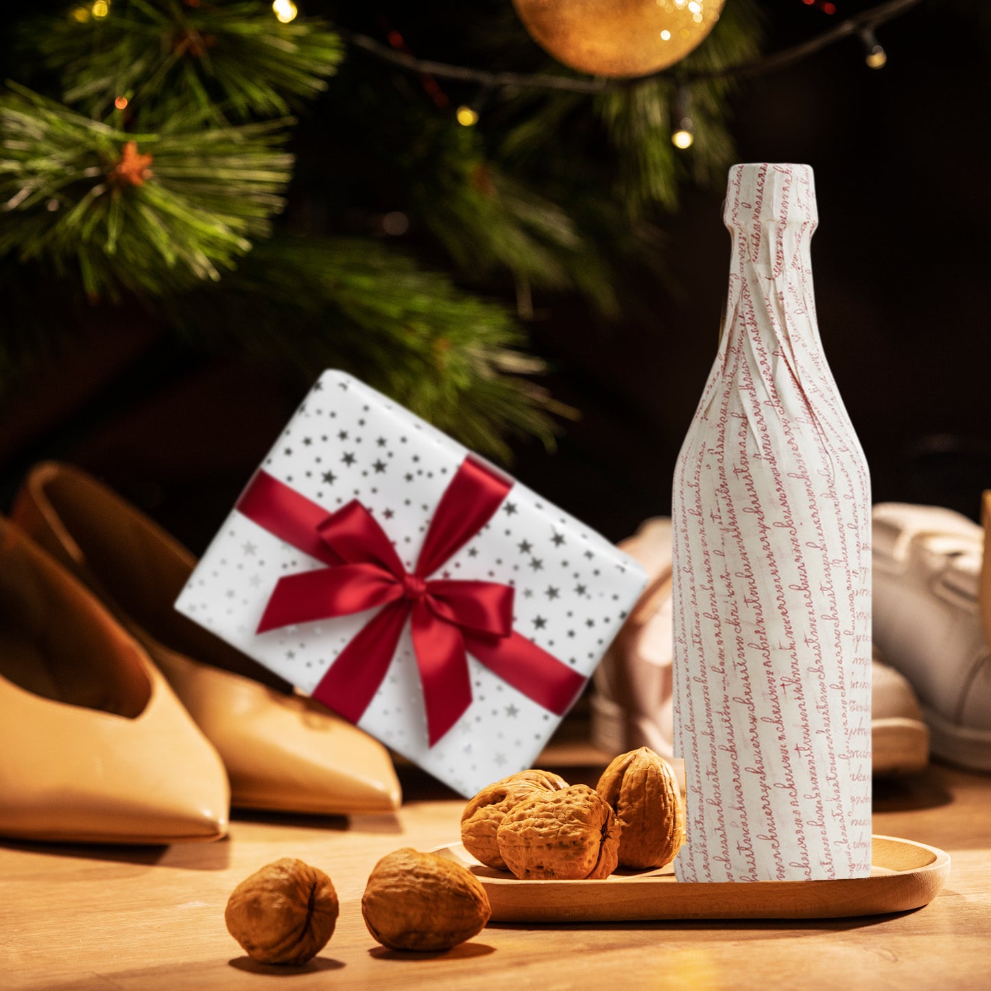 Pack of 10 Polka Dots Luxury Gold Metallic Plastic-Free 18gsm Tissue Paper Sheets 50x70cm