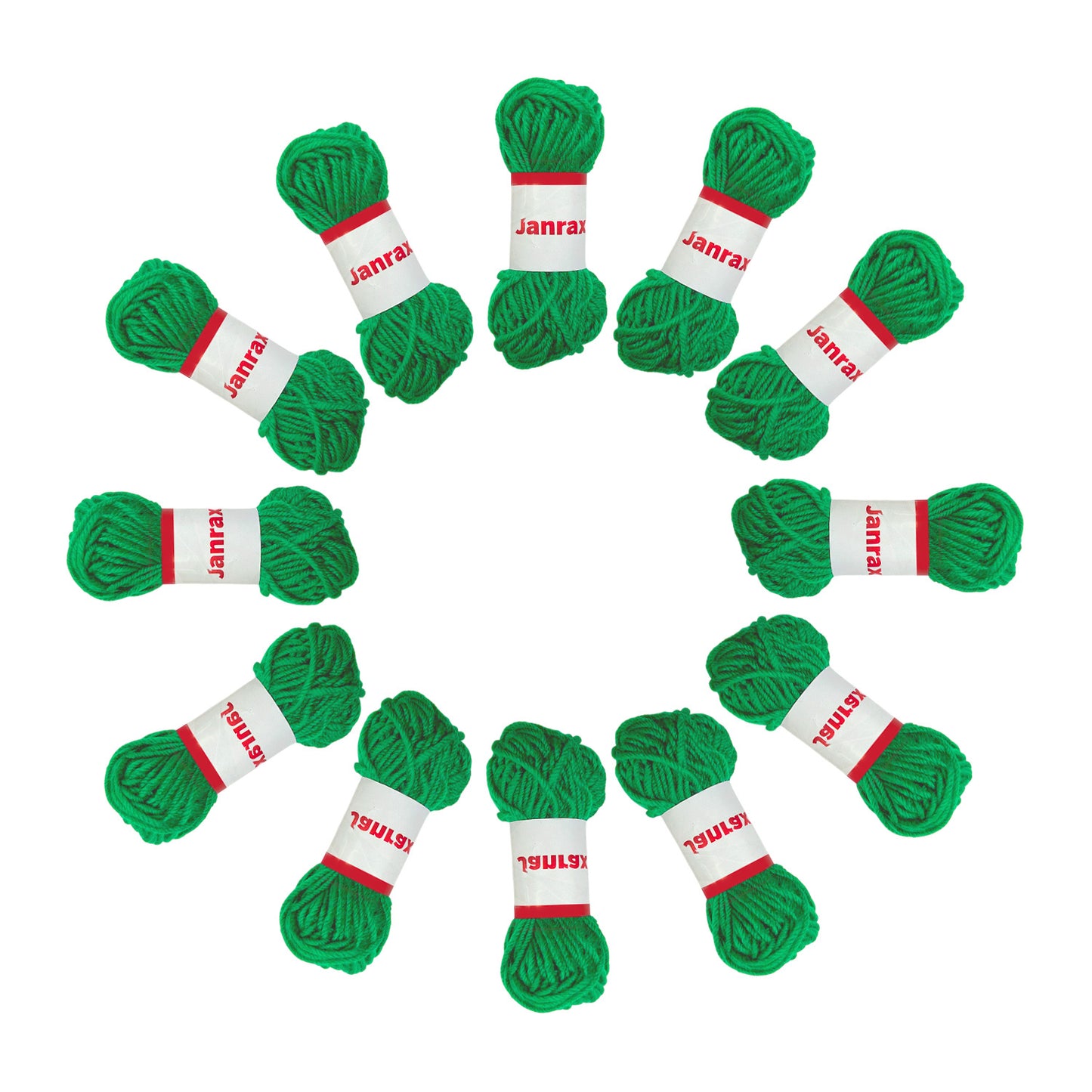 Pack of 5 Green Acrylic Yarn Rolls – 10g each, 4 Strand 8 Ply Knitting Wool