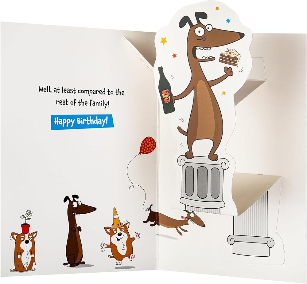 Dog Illustration Pop Up Design Funny Brother Birthday Card