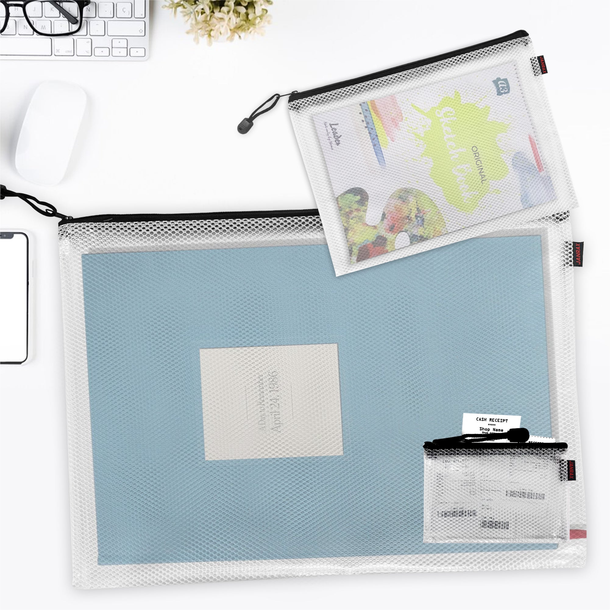 Premium A3 Black Zip Mesh Bag by Janrax