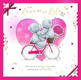 Bears On Bicycle Love of my Life Luxury Large Boxed Handmade Valentine's Day Card {DC}