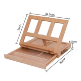 Desktop Art Beech Wood Painting Stand Display Easel with Storage 34.5 x 26 x 6.5cm