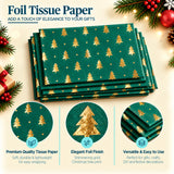 Pack of 5 Christmas Tree Dots Design 50 x 70 cm Luxury Gold Foil Tissue Sheets