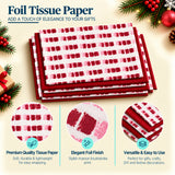 Pack of 8 Soft Dash Luxury Red Foil Design & Plain Red 50 x 70 cm Tissue Sheets - Christmas Valentine Wedding