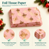 Pack of 5 Honeybees Toss Design 50 x 70 cm Luxury Gold Foil Tissue Sheets - Summer, Spring, Birthday Celebration