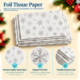 Pack of 5 Christmas Snowflakes Dots Design 50 x 70 cm Luxury Silver Foil Tissue Sheets