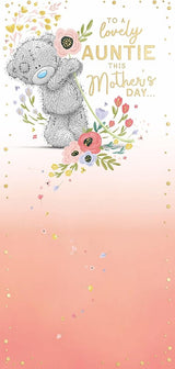 Bear With Flower in Paws Lovely Auntie Mother's Day Card