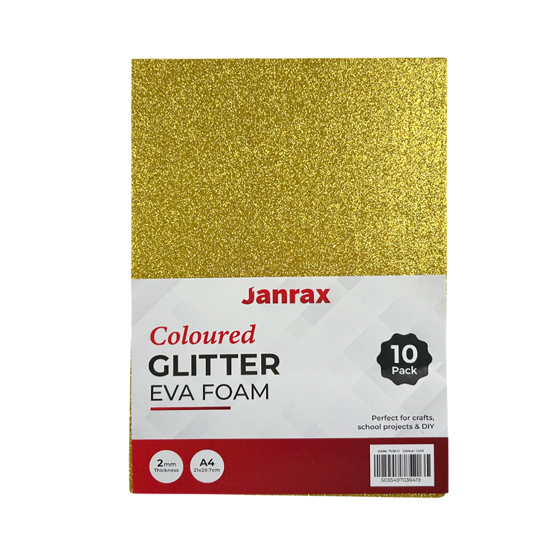 Pack of 10 A4 Gold Glitter EVA Foam Sheets