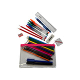 Stationery Filled Pink Zip 8x5" Pencil Case with Colouring Pencils