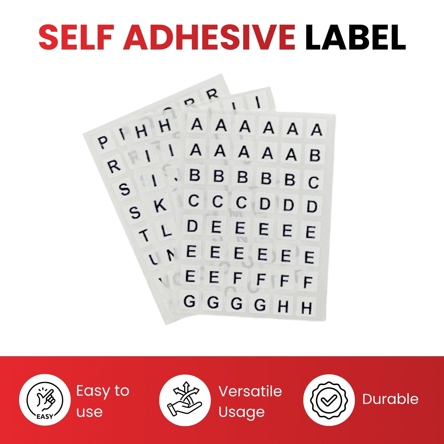 Pack of 144 Black on White A-Z Alphabet 12x12mm Self Adhesive Labels