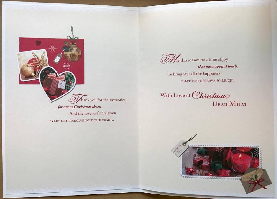 Nice Verse Gold Foil Quality New Xmas Greeting Card - MUM AT CHRISTMAS 