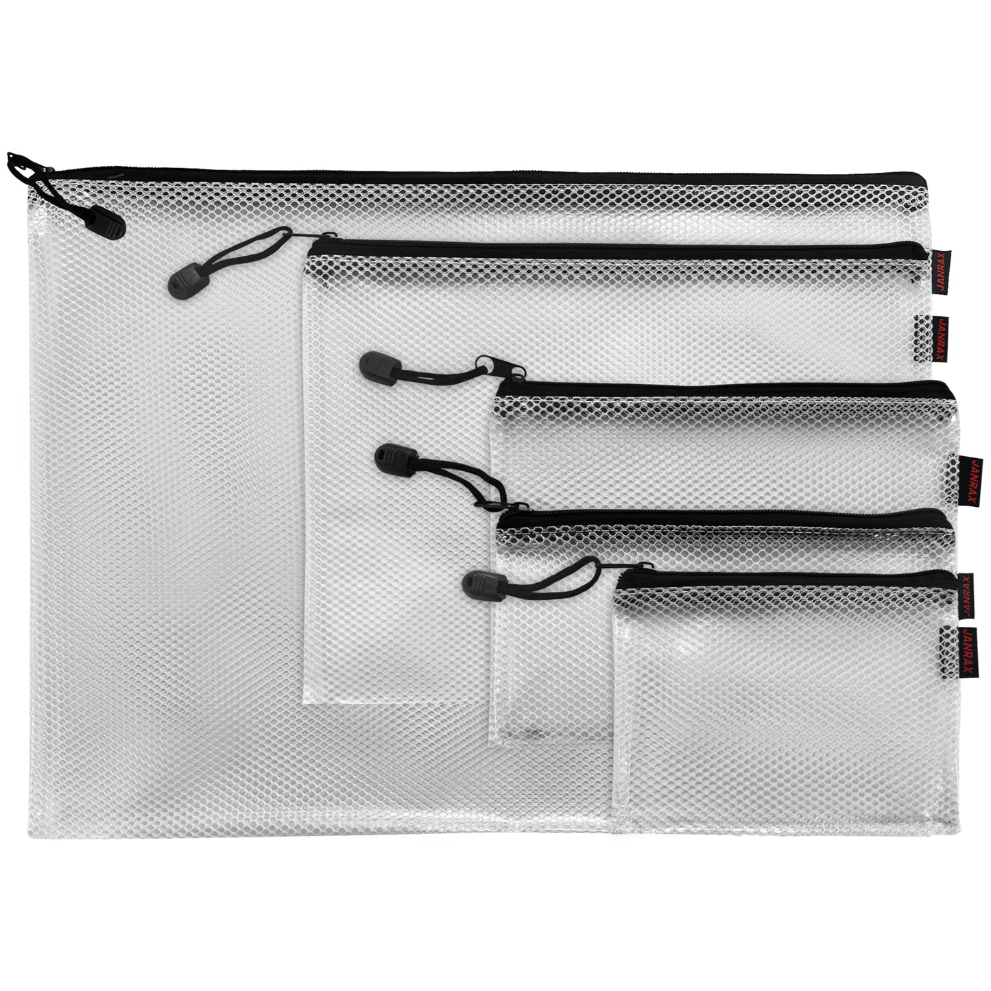 Premium Passport Size Black Zip Mesh Bag by Janrax