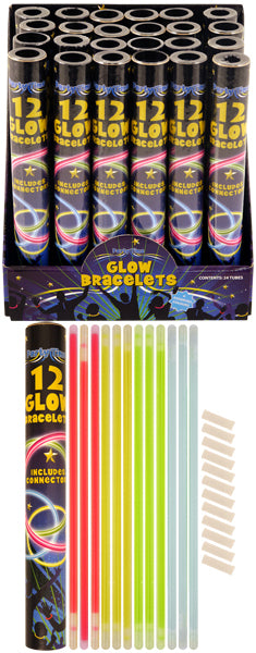 Pack of 12 Glow Bracelet in Tube 4 Assorted Colours