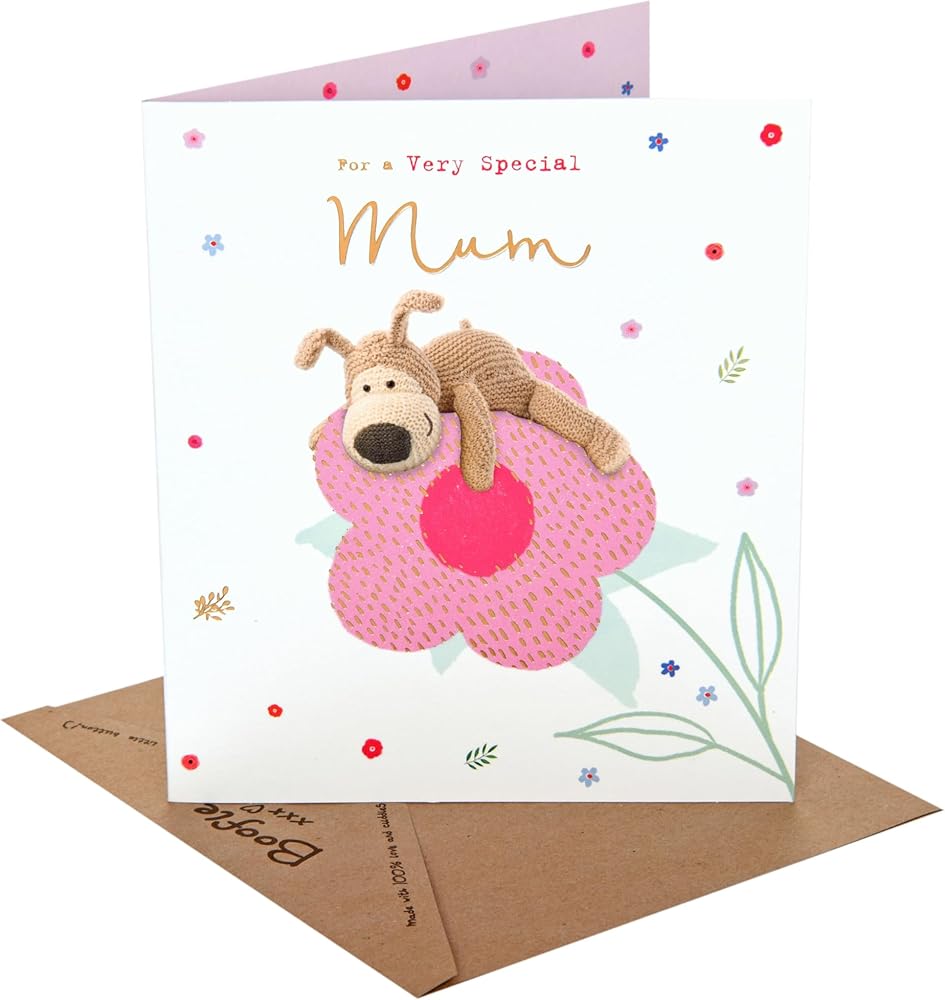 Mum Birthday Card Boofle Laying on a Big Flower 