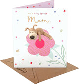 Mum Birthday Card Boofle Laying on a Big Flower 